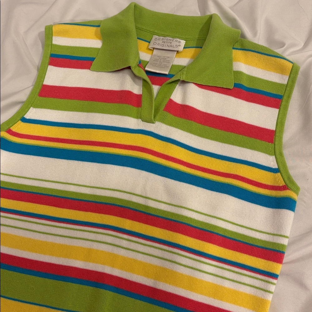 Y2K Colorful Stripe Collared Golf Tank